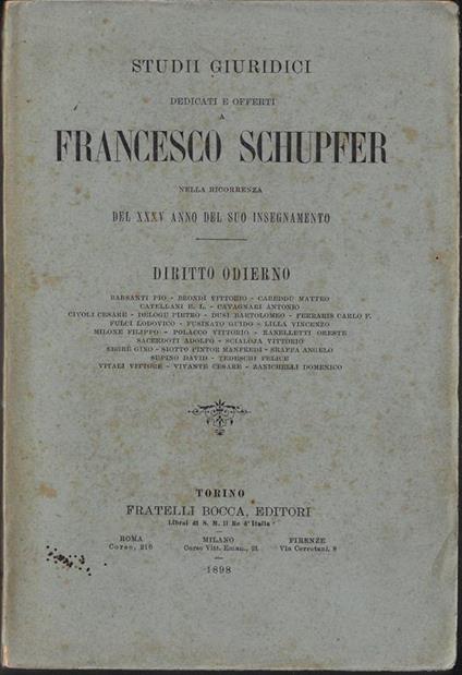 Studi giuridici dedicati e offerti a Francesco Schupfer - copertina