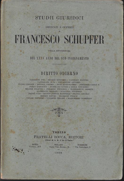 Studi giuridici dedicati e offerti a Francesco Schupfer - copertina