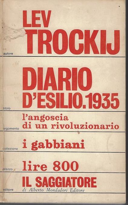 Diario d'esilio, 1935 - Lev Trockij - copertina