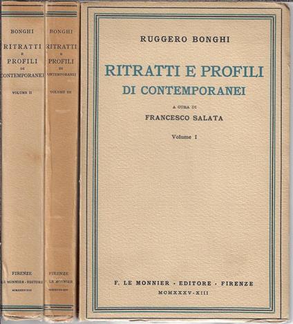 Ritratti e profili di contemporanei, tre volumi - Ruggiero Bonghi - copertina