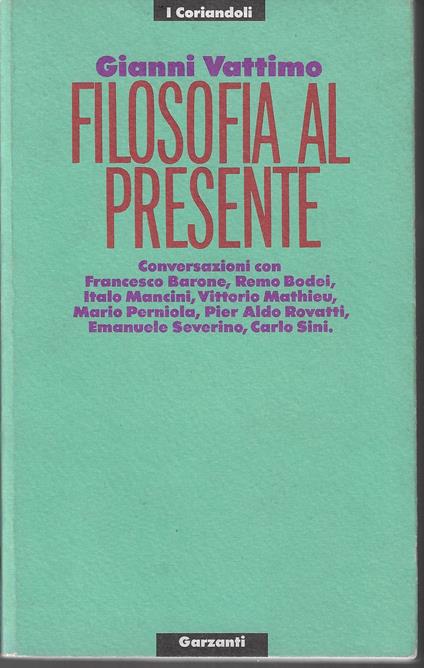 Filosofia al presente - Gianni Vattimo - copertina