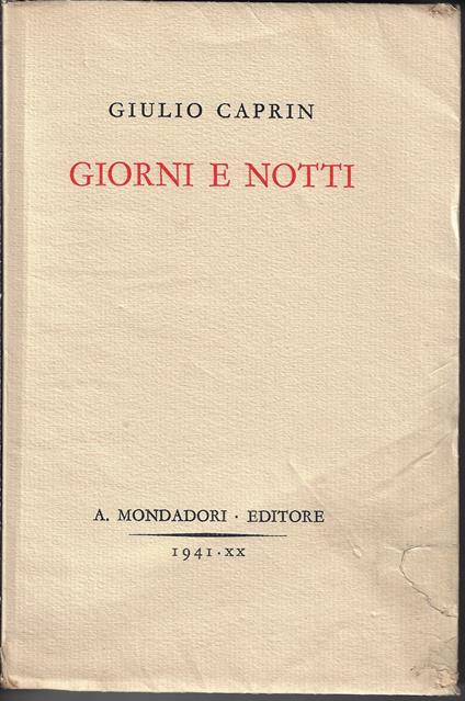 Giorni e notti : pagine di taccuino - Giulio Caprin - copertina