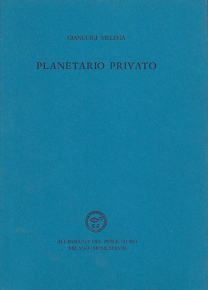 Planetario privato - Gianluigi Melega - copertina