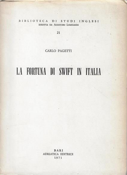 La fortuna di Swift in Italia - Carlo Pagetti - copertina