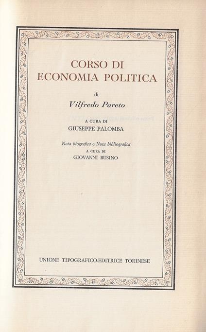 Corso di economia politica - Vilfredo Pareto - copertina