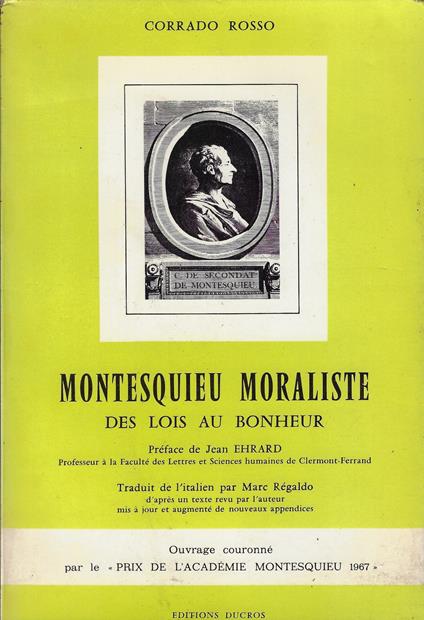 Montesquieu moraliste : des lois au bonheur - Corrado Rosso - copertina