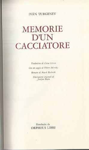 Memorie d'un cacciatore - Ivan Turgenev - copertina