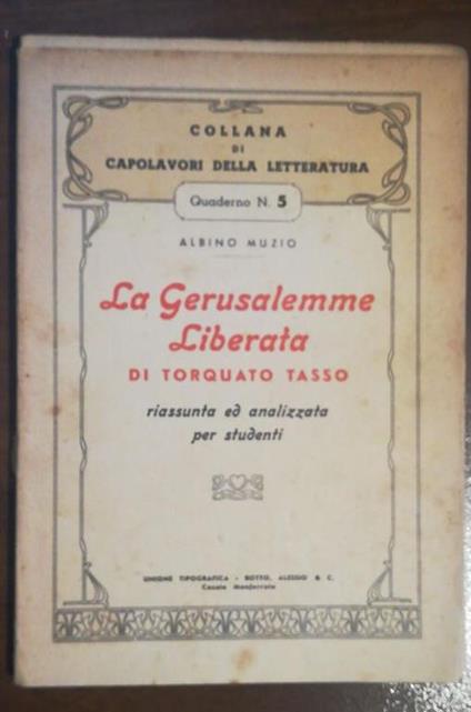 la gerusalemme liberata riassunta ed analizzata per studenti - Tasso - copertina