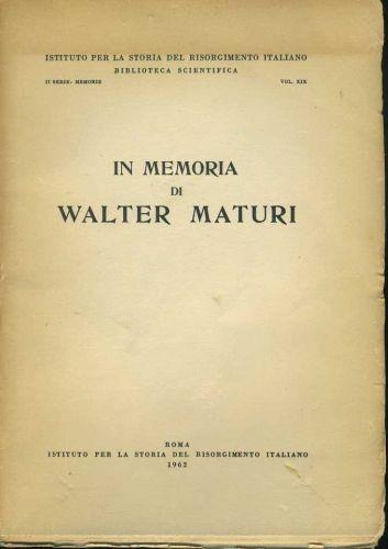 In memoria di Walter Maturi - copertina