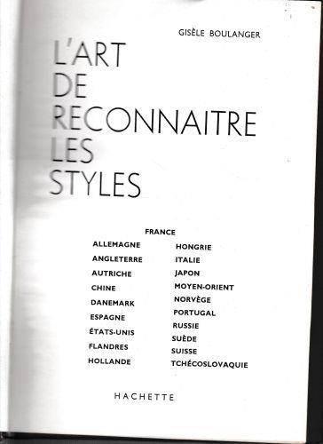 L' art de reconnaitre les styles - Gisele Boulanger - copertina