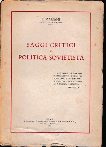 Saggi critici di politica sovietista - Elisa Mariani - copertina