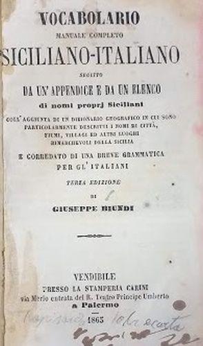 Vocabolario Manuale Completo Siciliano-Italiano - Giuseppe Biondi - Libro  Usato - Stamperia Carini - | IBS