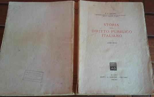 Storia del diritto pubblico italiano - P. Silverio Leicht - copertina