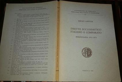 Diritto ecclesiastico italiano e comparato. Bibliografia 1973-1979 - Sergio Lariccia - copertina