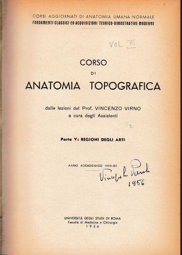 Corso di Anatomia Topografica, parte V^, volume terzo - Vincenzo Virno - copertina