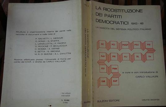 La ricostruzione dei partiti democratici 1943 - 48 vol.II. La nascita del sistema politico italiano - Carlo Vallauri - copertina