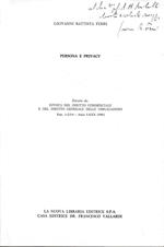 Persona e Privacy. Estratto da: Rivista del Diritto Commerciale e del Diritto generale delle Obbligazioni, fasc. 1-2/3-4 - anno LXXX 1982