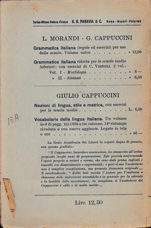 GRAMMATICA ITALIANA - Libro di scuola - Altervista