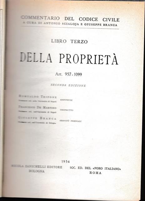 Libro terzo. Della proprietà. Art. 957-1099 - copertina