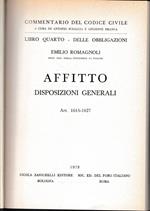 Libro quarto - Delle obbligazioni. Affitto disposizioni generali. Art. 1615-1627