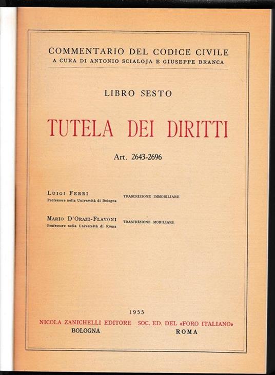 Libro sesto. Tutela dei diritti. Art. 2643-2696 - Lara Ferri - copertina