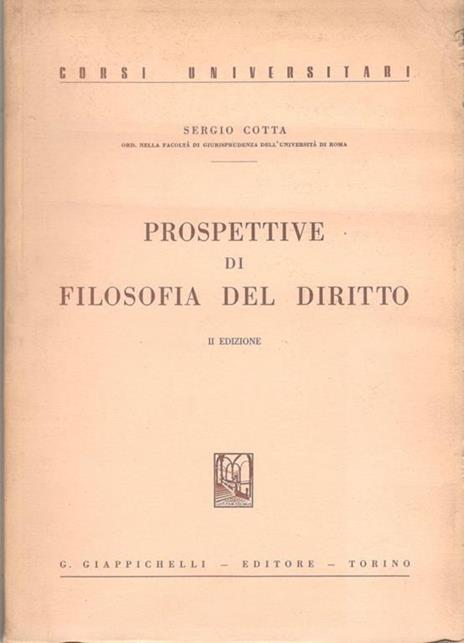 Prospettive di filosofia del diritto, II edizione - Sergio Cotta - copertina