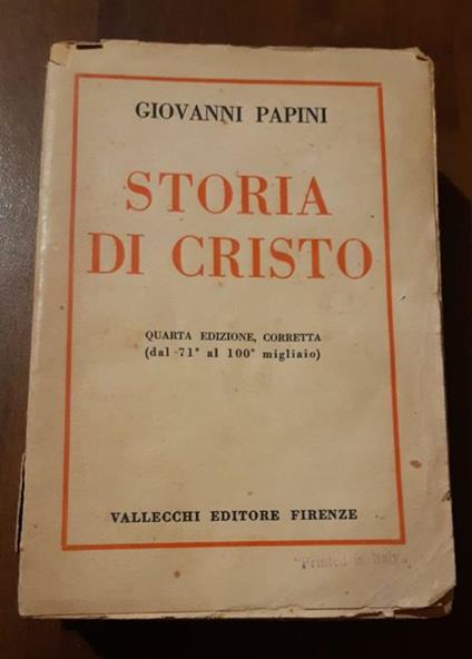 Storia di Cristo - Giovanni Papini - copertina