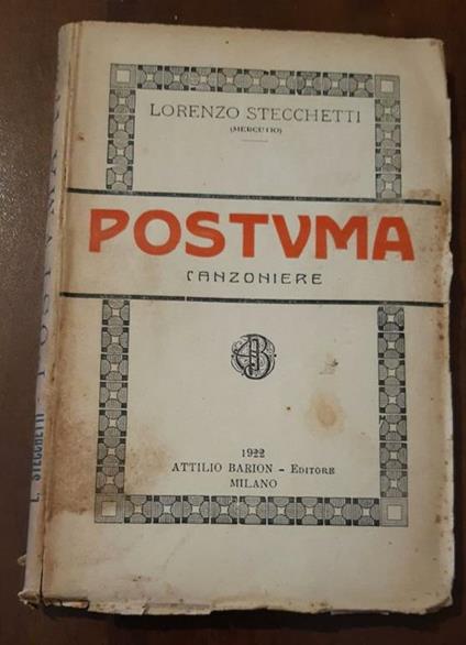 Postuma. Canzoniere - Lorenzo Stecchetti - copertina