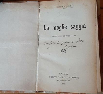 La moglie saggia - Carlo Goldoni - copertina