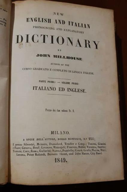 New English and italian Dictionary - John Millhouse - copertina