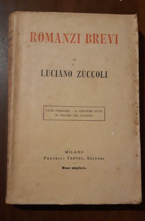 Romanzi Brevi - Luciano Zuccoli - copertina