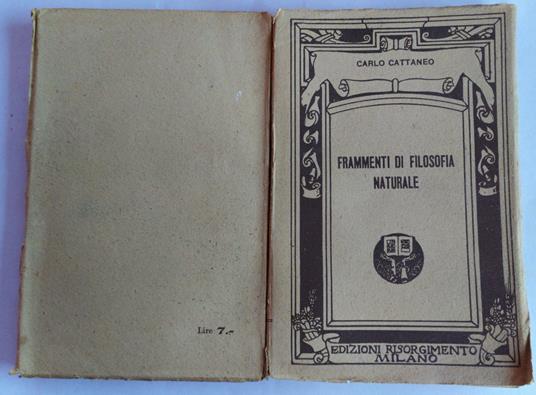 Frammenti di filosofia naturale - Carlo Cattaneo - copertina