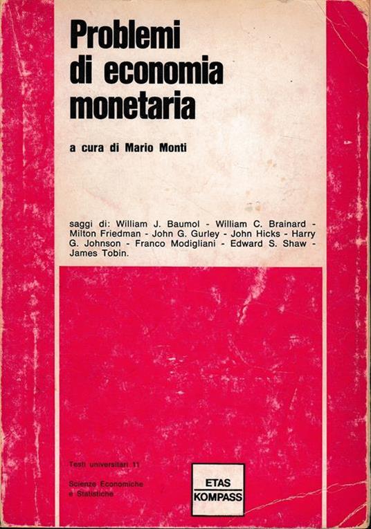 Problemi di economia monetaria - Mario Monti - copertina