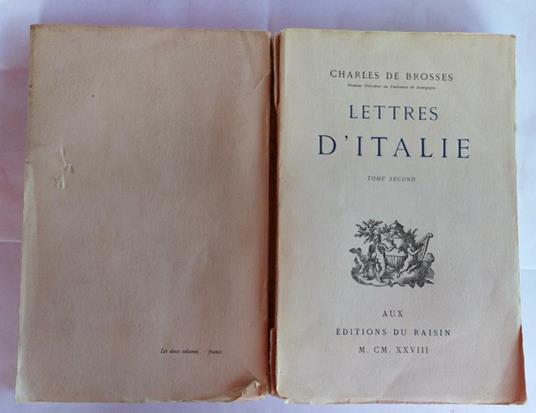 Lettres d'Italie Tomo secondo - Charles de Brosses - copertina