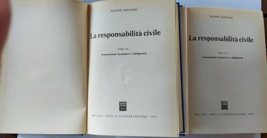 La responsabilita' civile Tomo III 1 e 2 - Eugenio Bonvicini - copertina