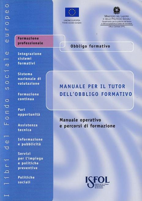 Manuale per il tutor dell'obbligo formativo - copertina