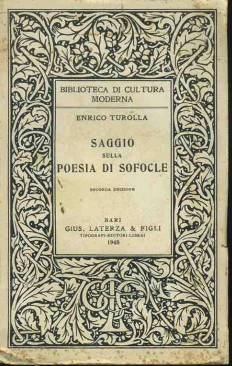 Saggio sulla poesia di Sofocle - Enrico Turolla - copertina