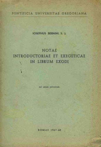 Notae introductoriae et exegeticae in librum exodi - copertina