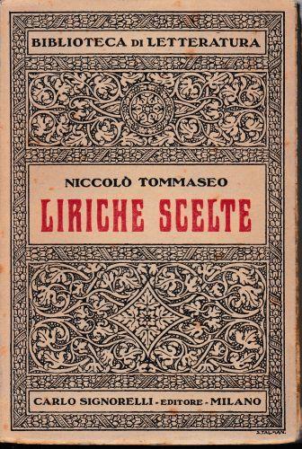 Liriche scelte - Niccolò Tommaseo - copertina