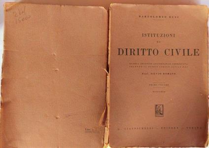 Istituzioni di diritto civile. Primo volume - copertina