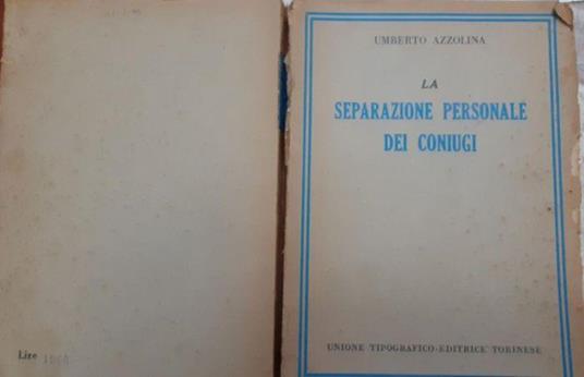 La separazione personale dei coniugi - Umberto Azzolina - copertina