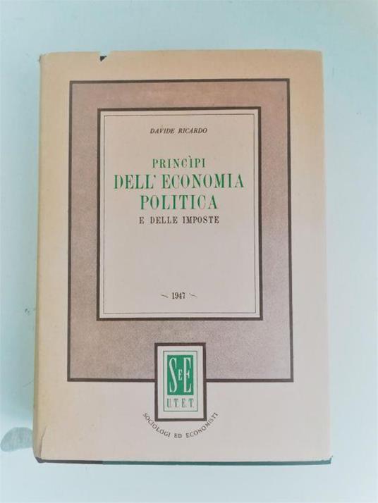 Principi dell'economia politica e delle imposte - David Ricardo - copertina