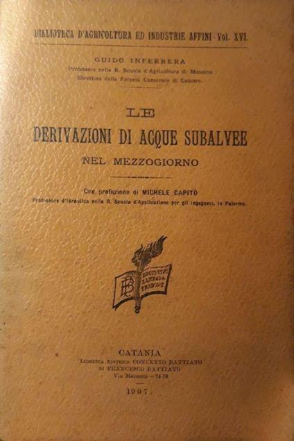 Le derivazioni di acque subalvee nel mezzogiorno - copertina