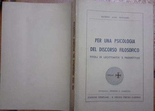 Per una psicologia del discorso filosofico. Titoli di legittimita' e prospettive - copertina