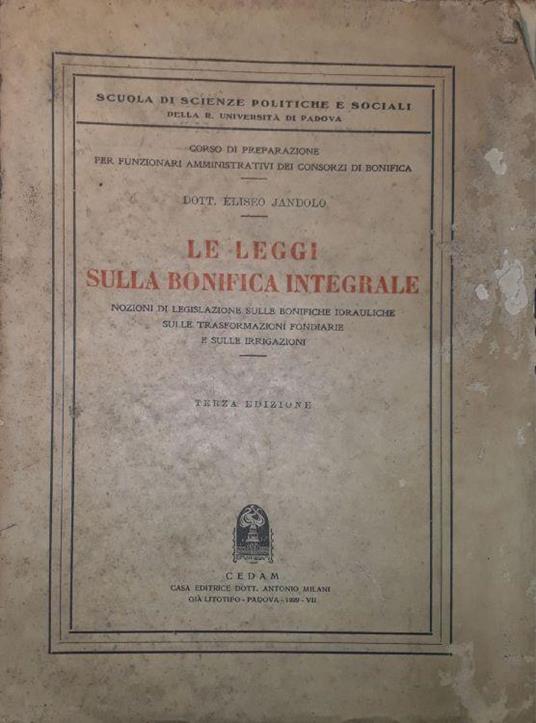 Le leggi sulla bonifica integrale - copertina