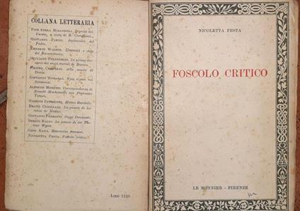 Foscolo critico - Nicoletta Festa - copertina