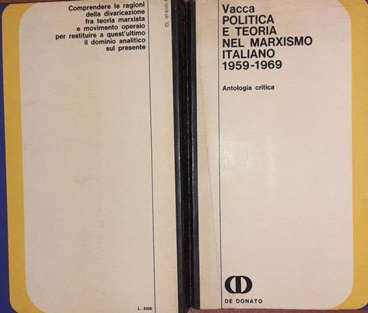 Politica e teoria nel Marxismo italiano 1959-1969 - Giuseppe Vacca - copertina