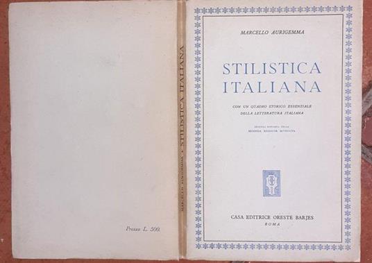 Stilistica italiana - Marcello Aurigemma - copertina