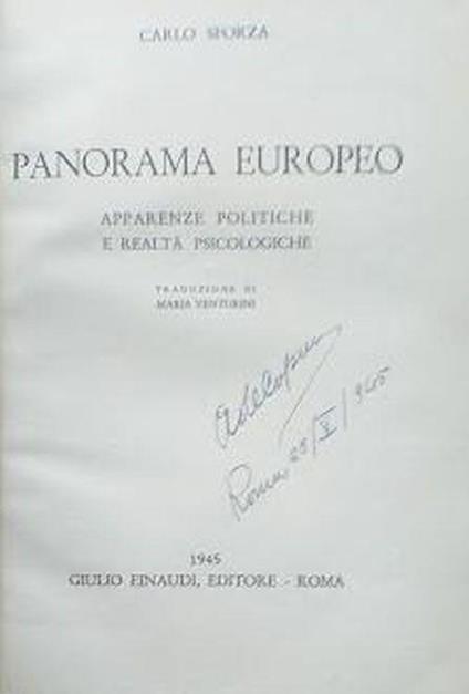 Panorama Europeo. Apparenze politiche e realtà psicologiche - Carlo Sforza - copertina