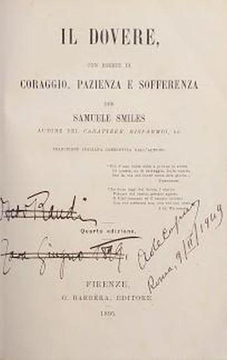 Il dovere, con esempi di coraggio, pazienza e sofferenza - Samuel Smiles - copertina